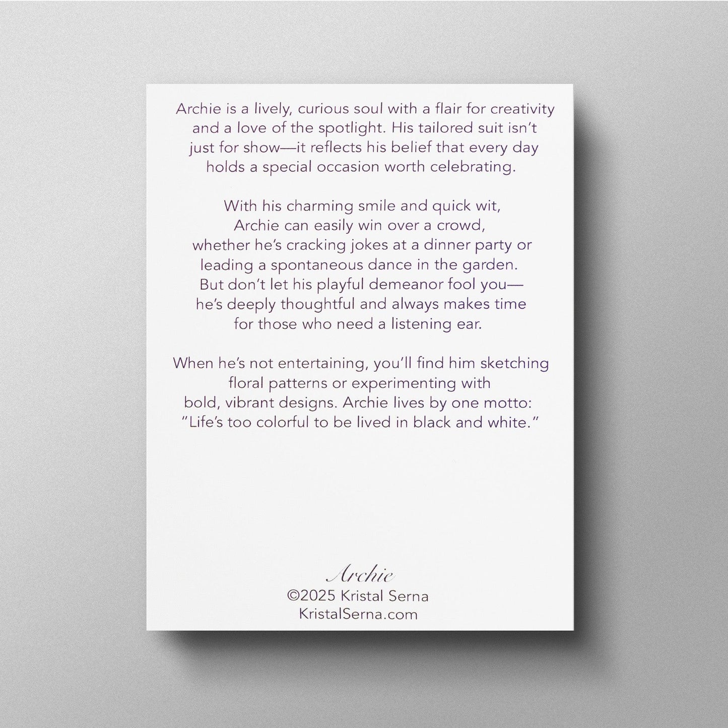 Archie the Rabbit Blank Card - Kristal Serna, Fine Artist