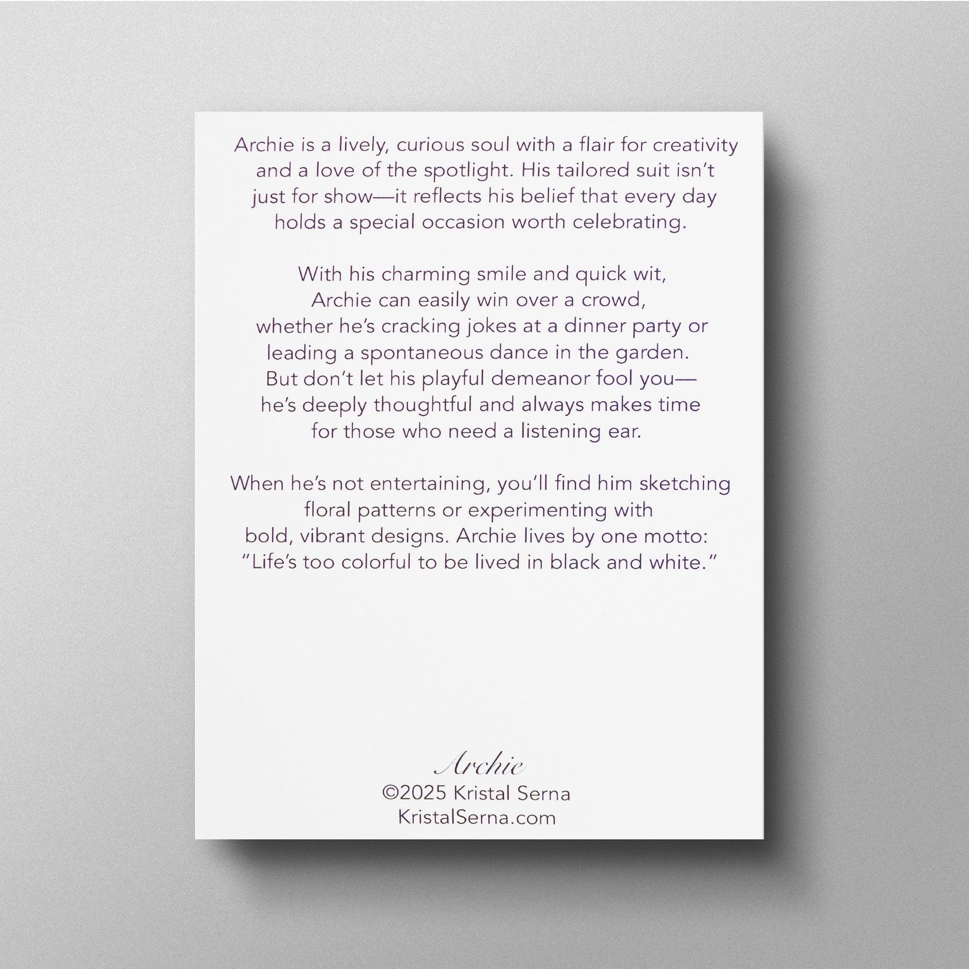 Archie the Rabbit Blank Card - Kristal Serna, Fine Artist