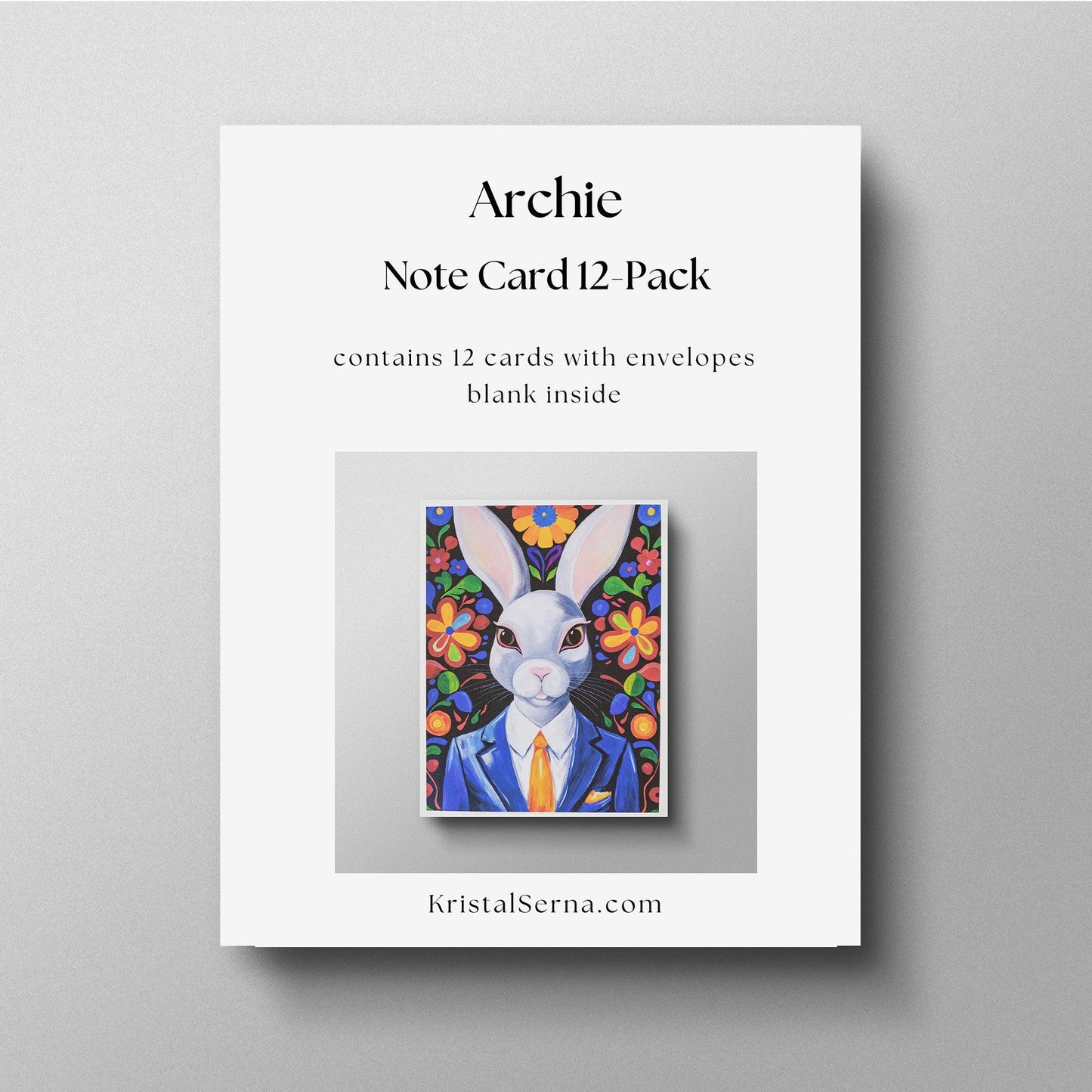 Archie the Rabbit Blank Card - Kristal Serna, Fine Artist