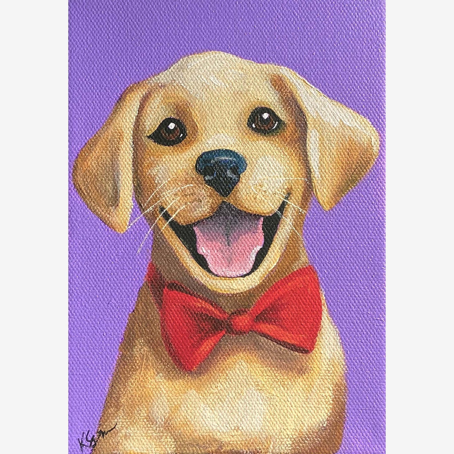 Buddy the Golden Retriever Puppy Acrylic Painting, 5x7"