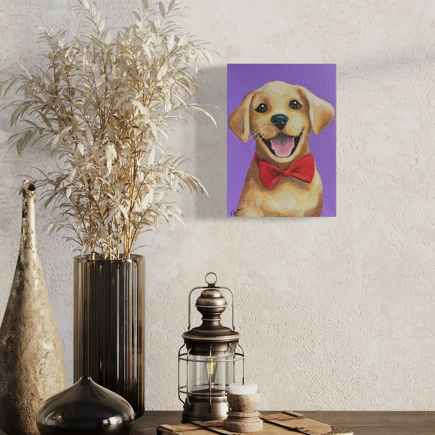 Buddy the Golden Retriever Puppy Acrylic Painting, 5x7"