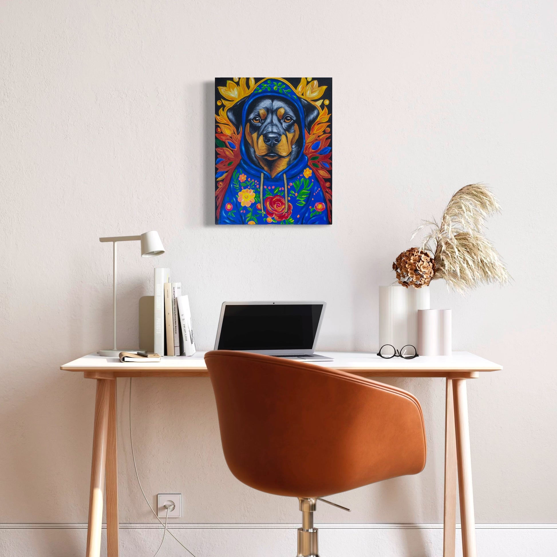 Buster the Rottweiler Acrylic Painting, 16x20" - Kristal Serna, Fine Artist