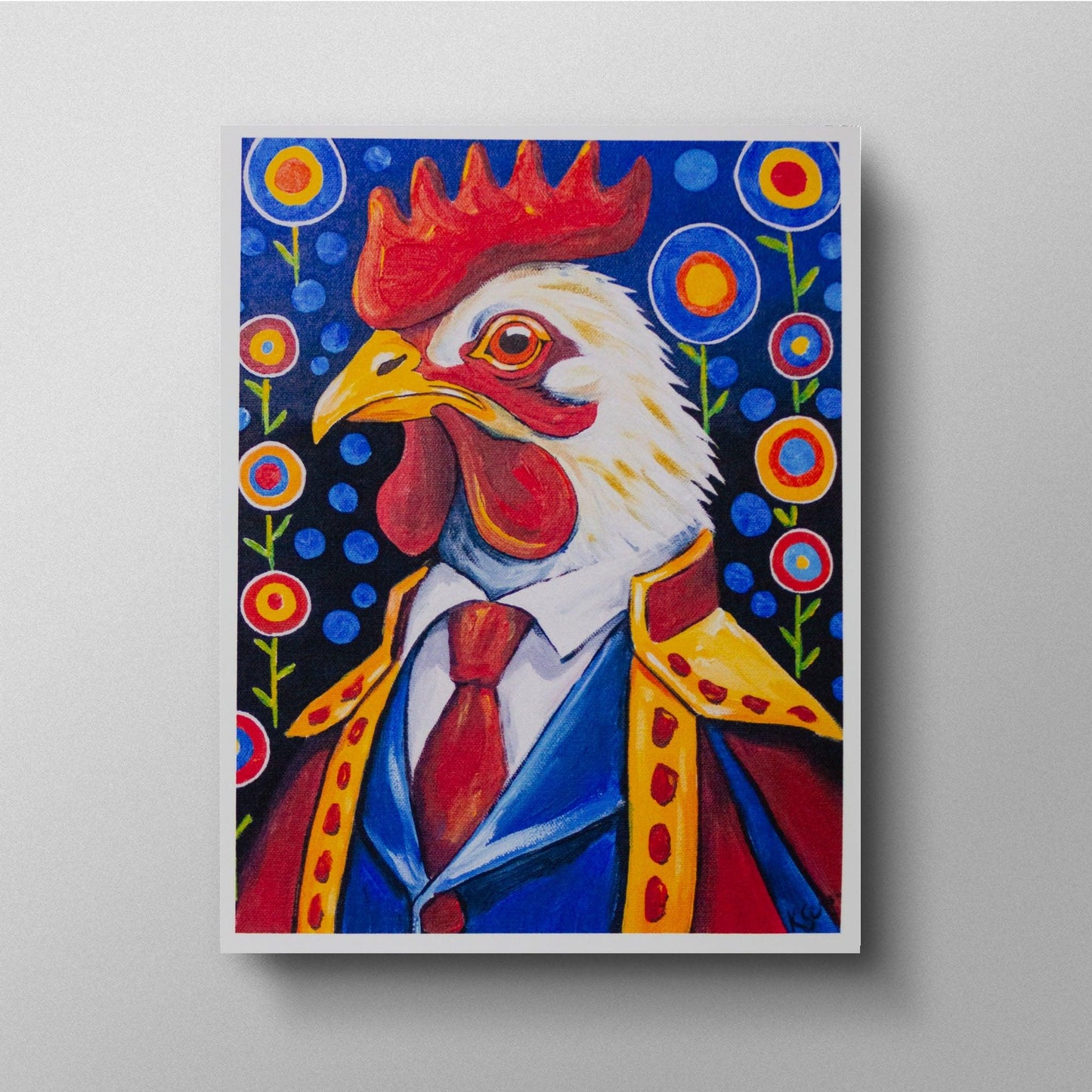 Cornelius the Rooster Blank Card - Kristal Serna, Fine Artist