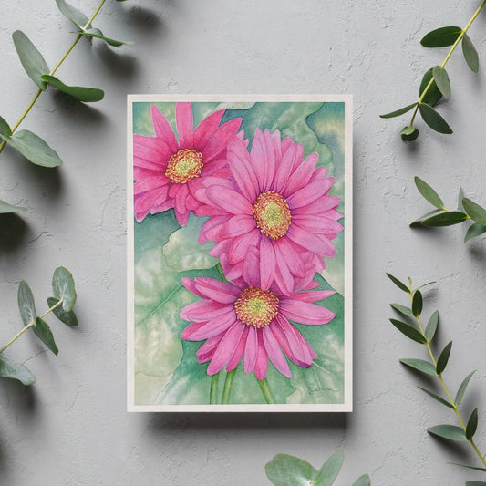 Gerbera Daisies Blank Card - Kristal Serna, Fine Artist