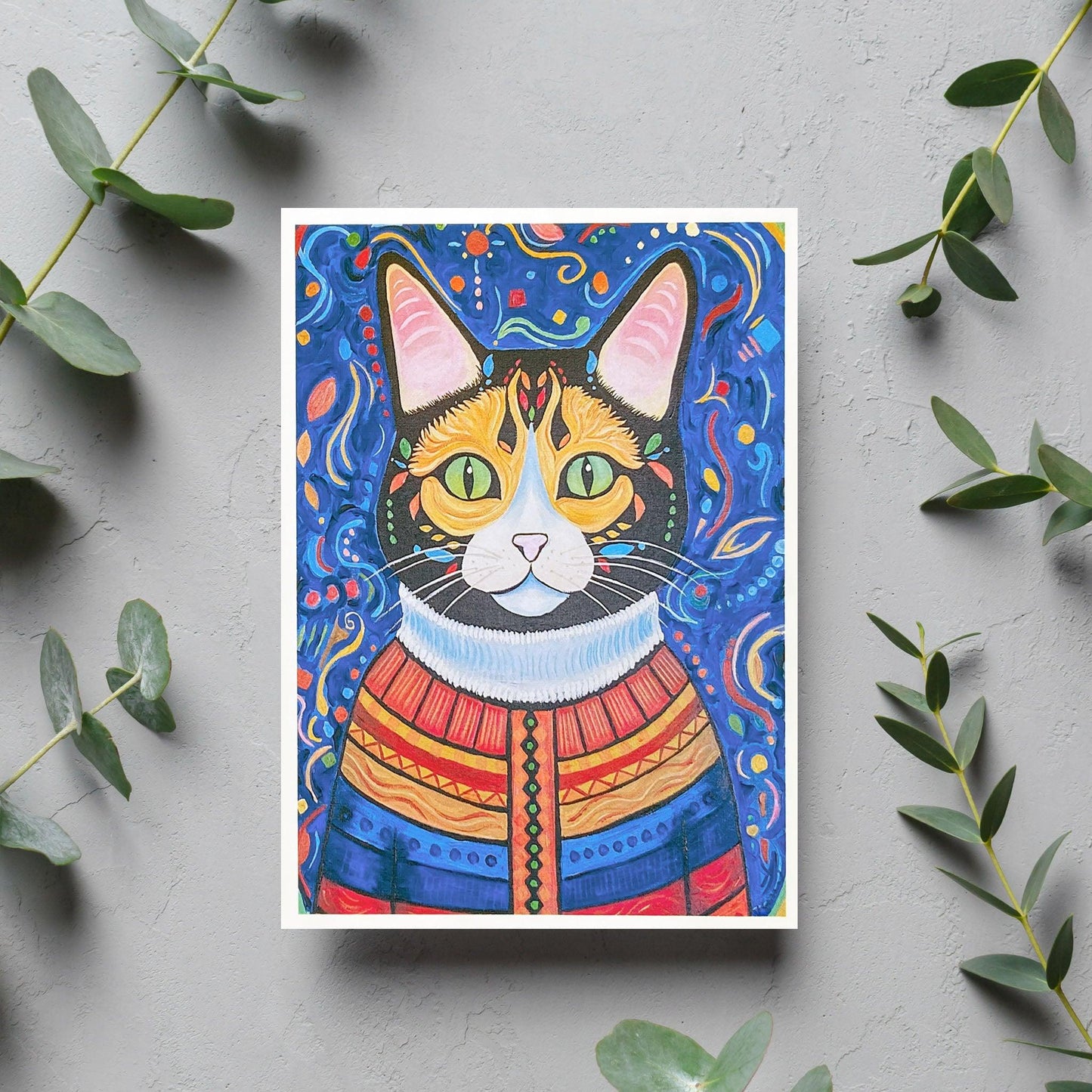 Hazel the Cat Blank Card - Kristal Serna, Fine Artist