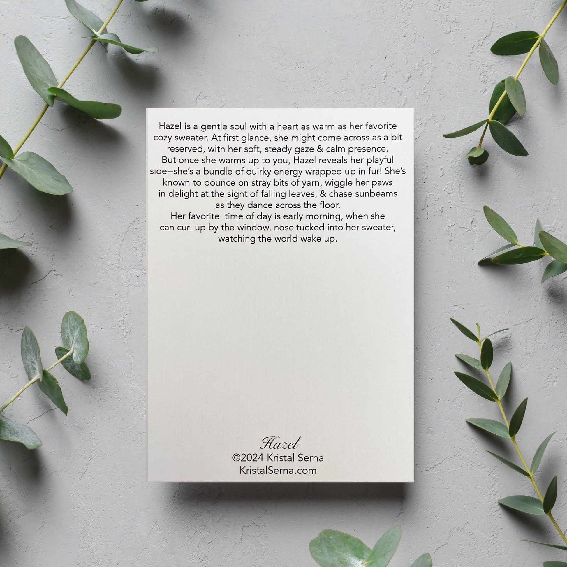 Hazel the Cat Blank Card - Kristal Serna, Fine Artist