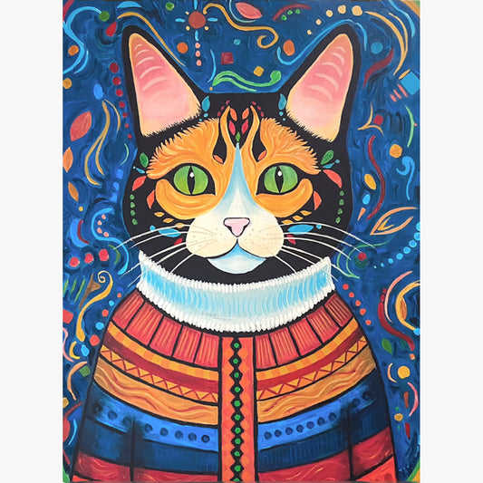 Hazel the Cat Acrylic Painting, 18x24" - Kristal Serna, Fine Artist