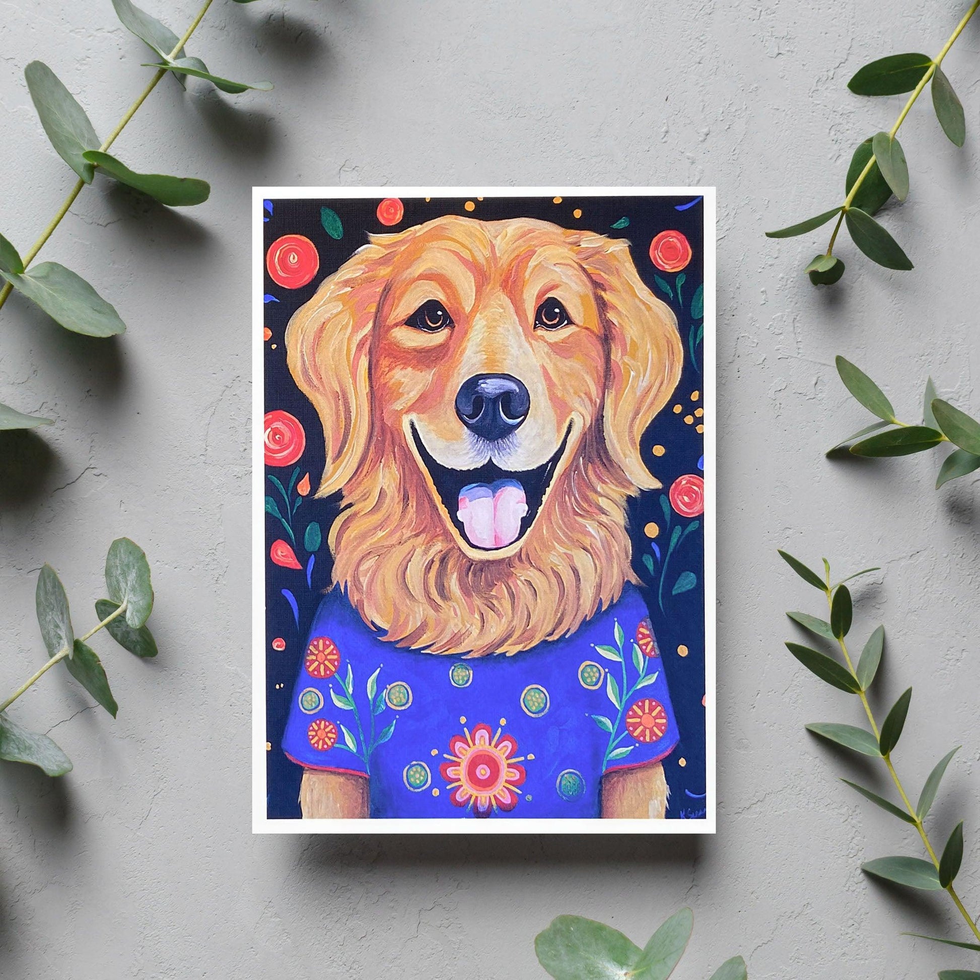 Kooper the Golden Retriever Blank Card - Kristal Serna, Fine Artist