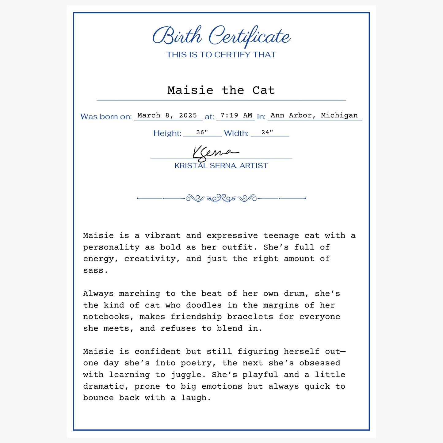 Kristal Serna, Fine Artist