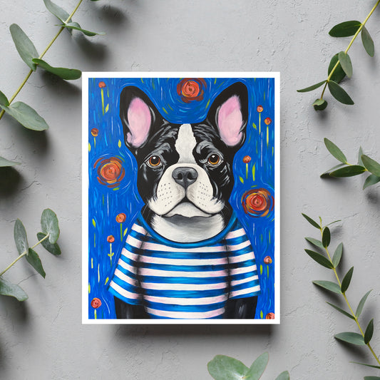 Pierre the French Bulldog Blank Card - Kristal Serna, Fine Artist