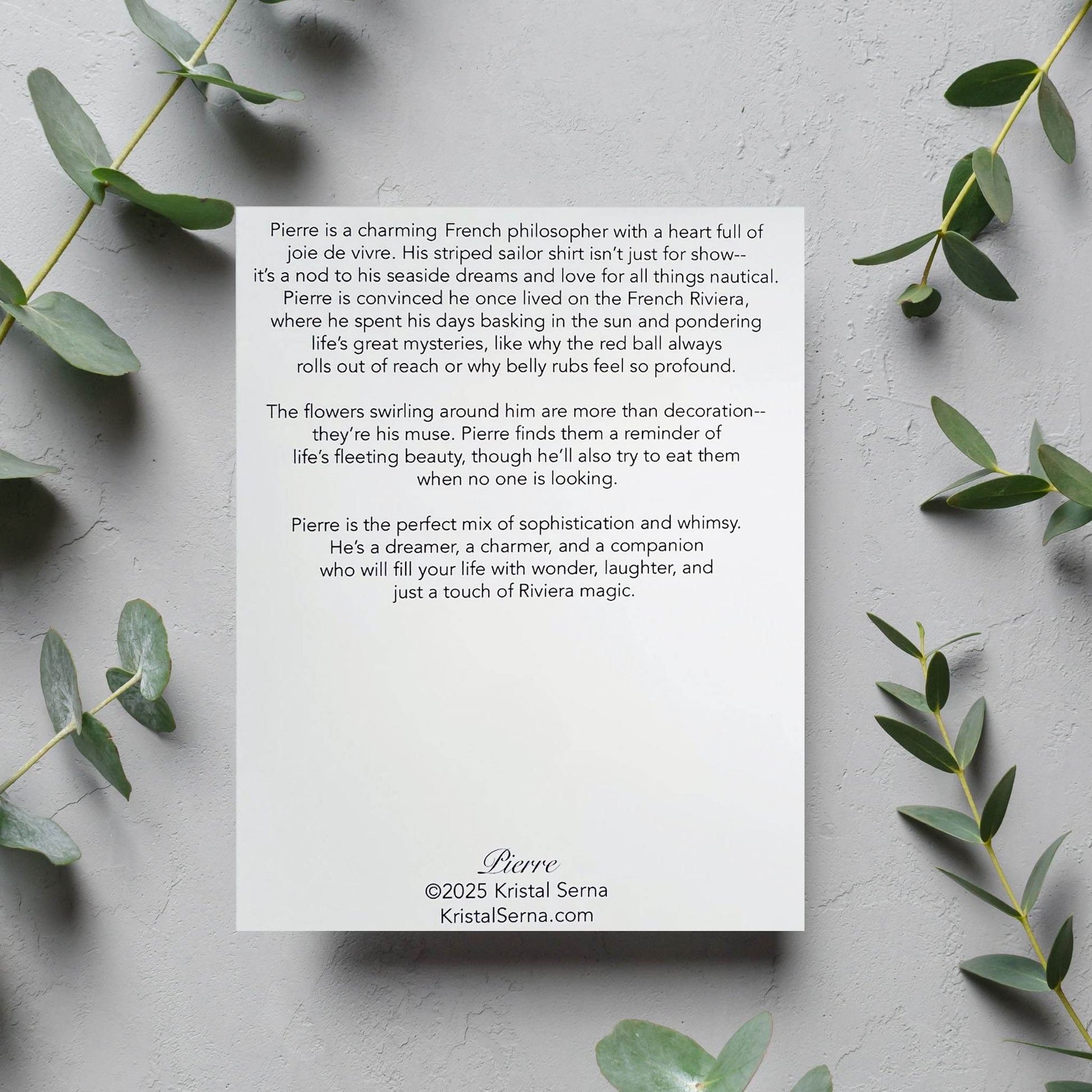 Pierre the French Bulldog Blank Card - Kristal Serna, Fine Artist