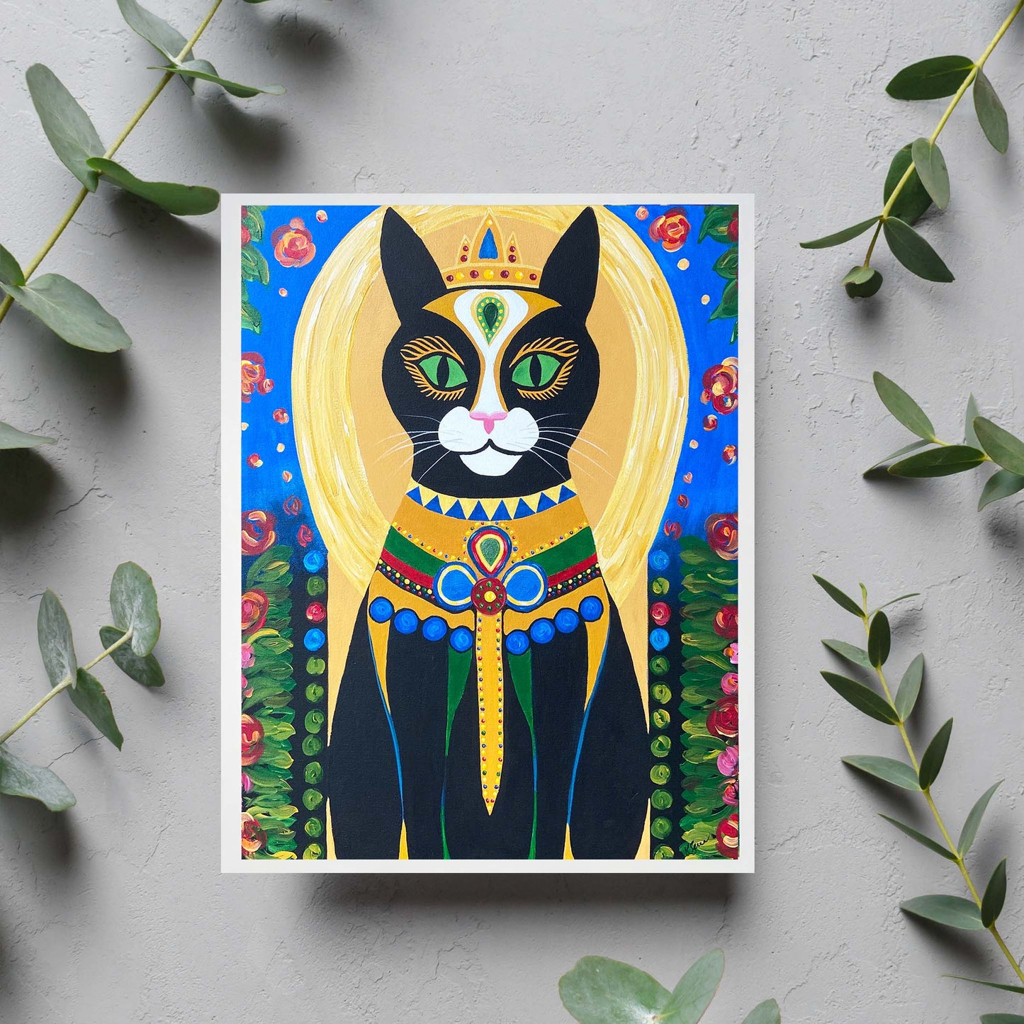Shadow the Queen Cat Blank Card - Kristal Serna, Fine Artist