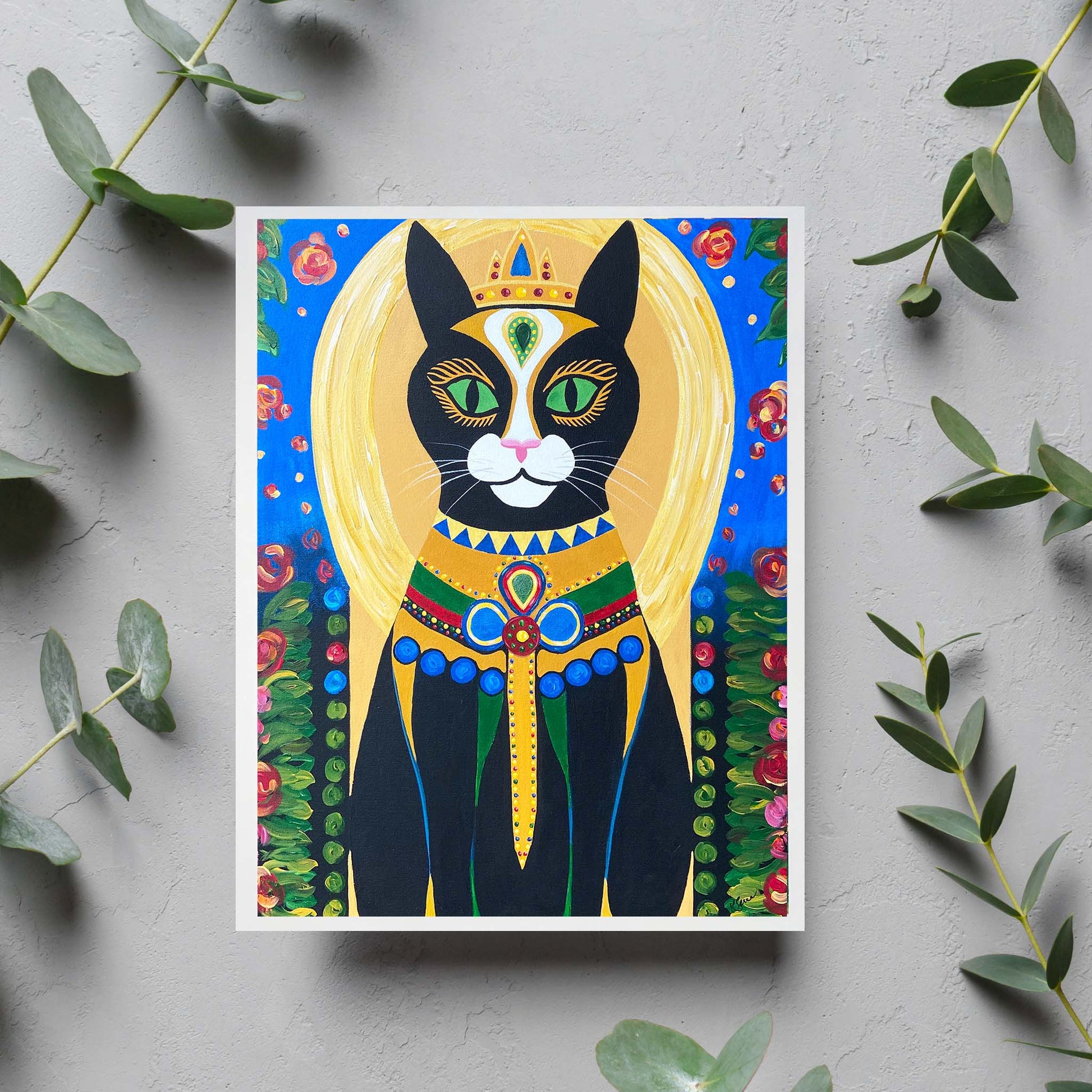Shadow the Queen Cat Blank Card - Kristal Serna, Fine Artist