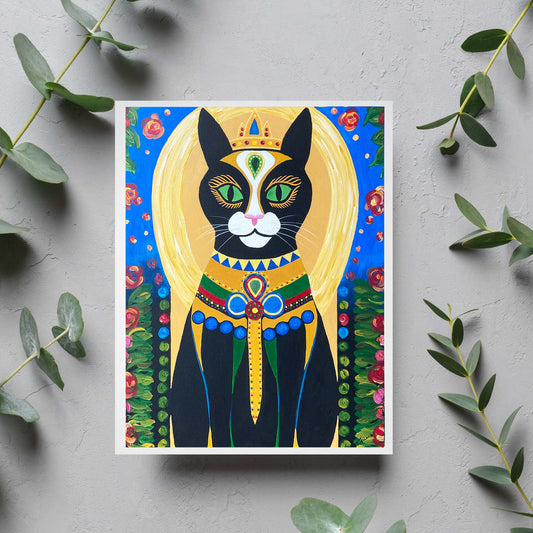 Shadow the Queen Cat Blank Card - Kristal Serna, Fine Artist