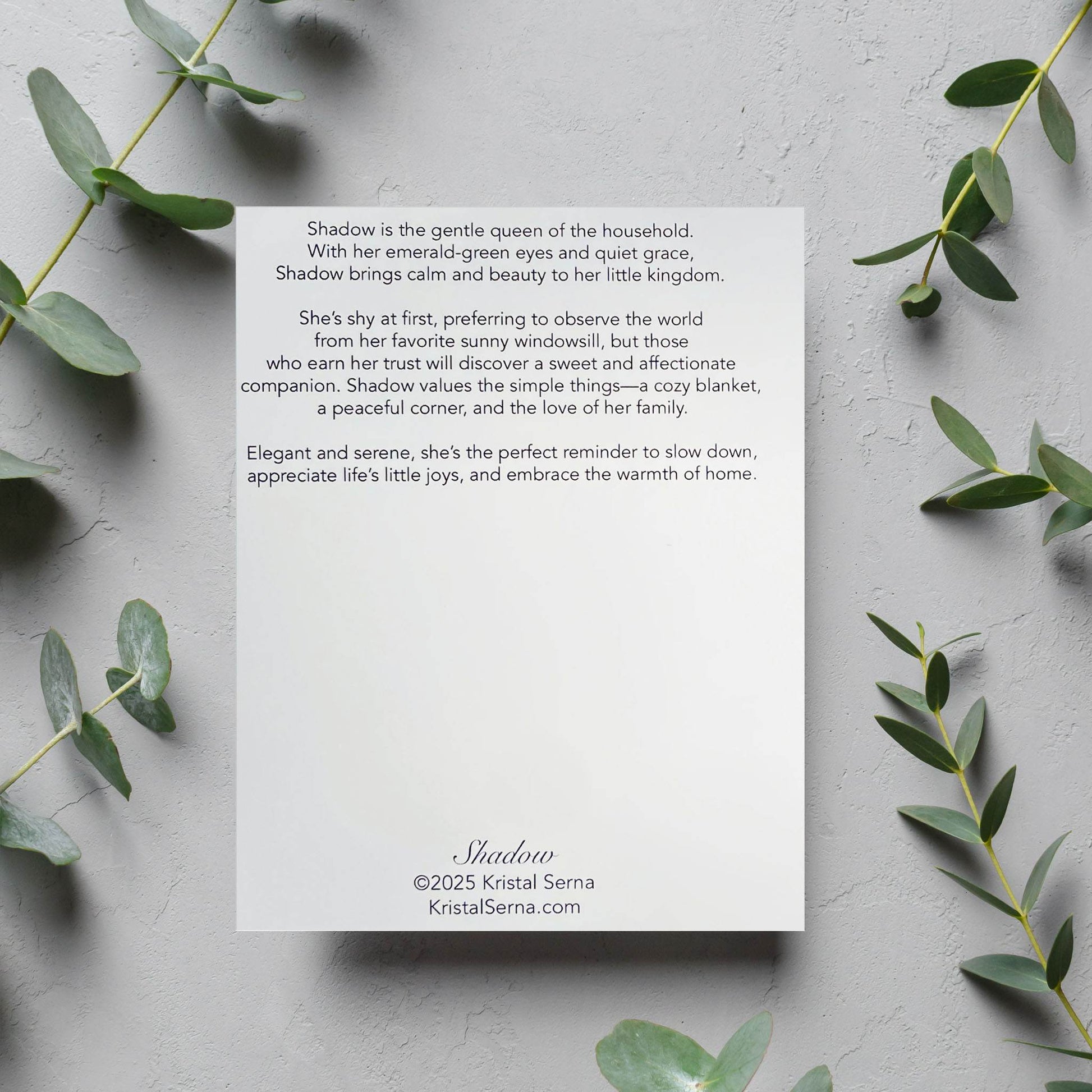 Shadow the Queen Cat Blank Card - Kristal Serna, Fine Artist