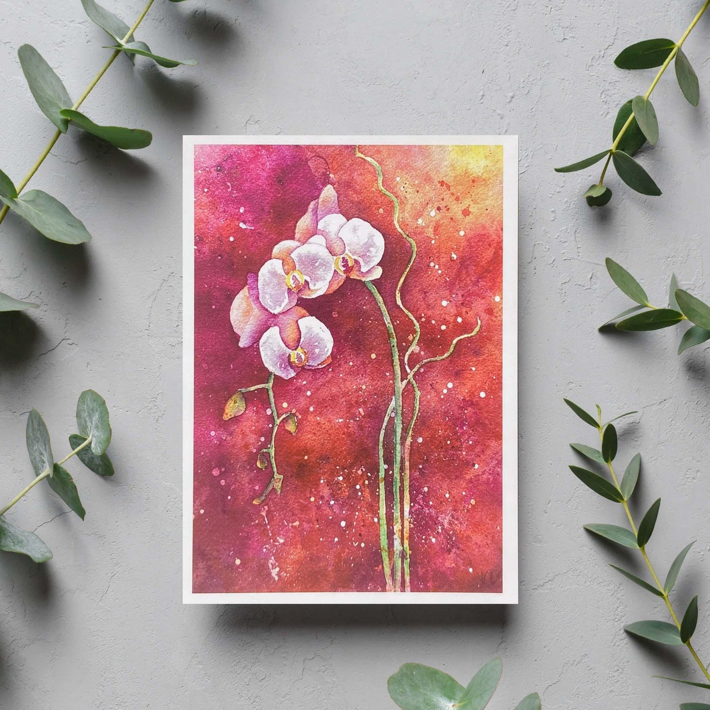 Autumn Orchids Blank Card - Kristal Serna, Fine Artist