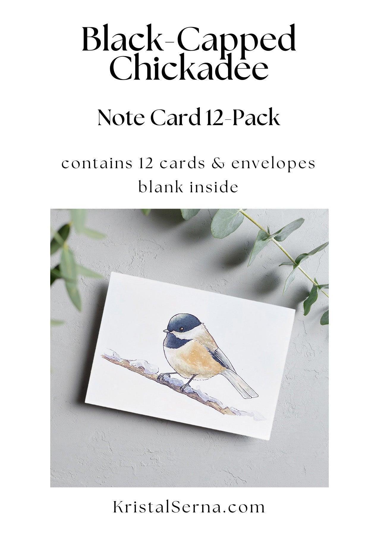 Black Capped Chickadee Blank Card - Kristal Serna, Fine Artist