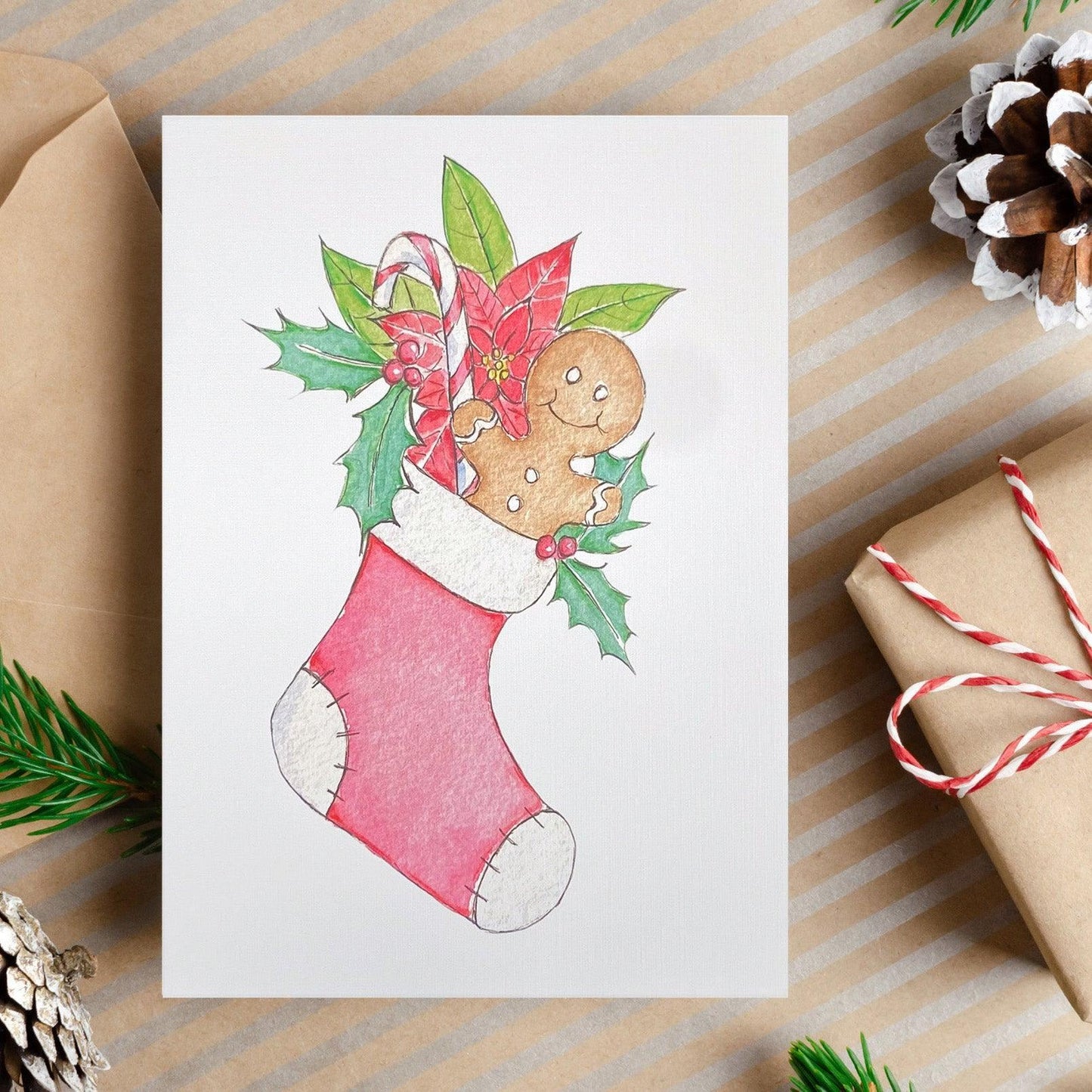 image of Christmas Stocking Blank Card from Kristal Serna, Fine Artist