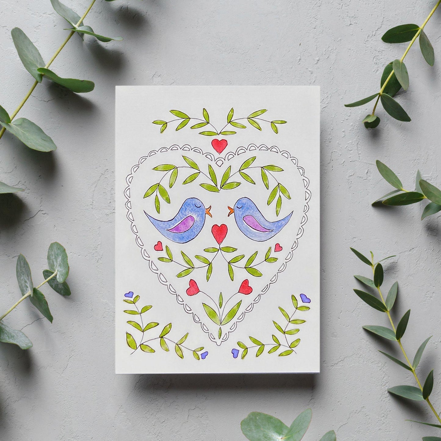 Lovebirds Blank Card - Kristal Serna, Fine Artist