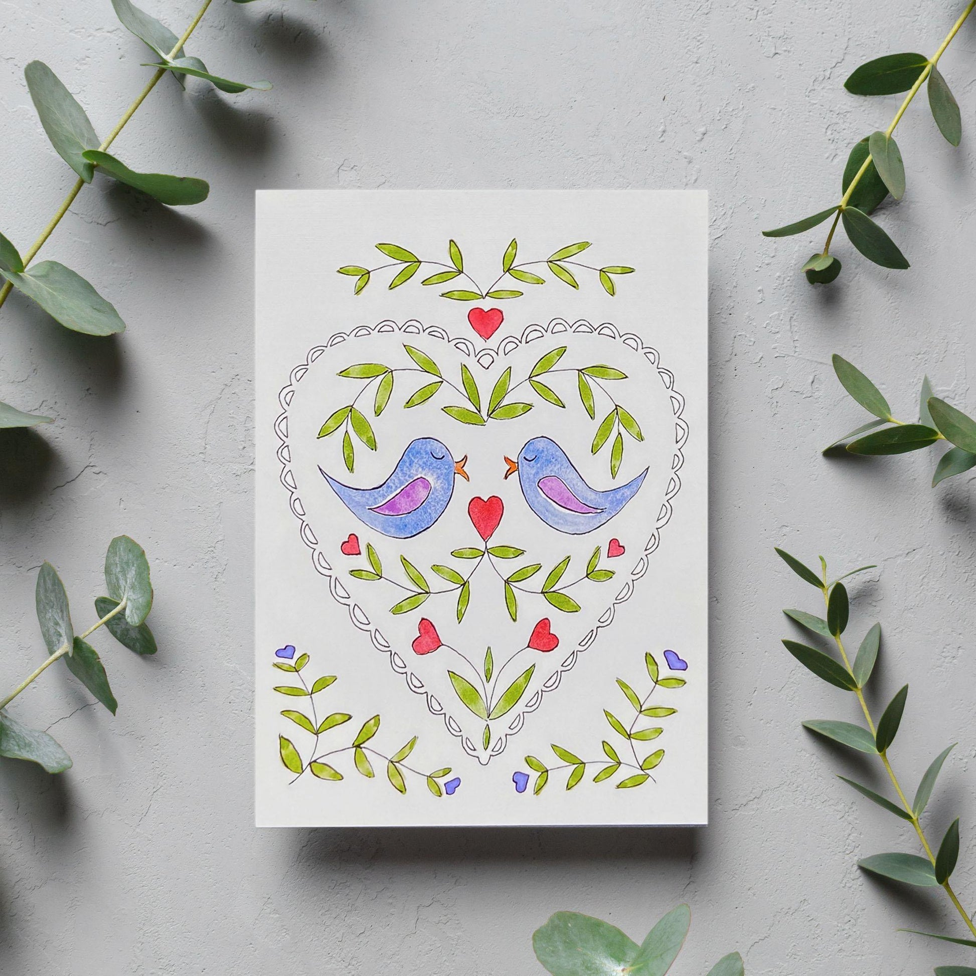 Lovebirds Blank Card - Kristal Serna, Fine Artist