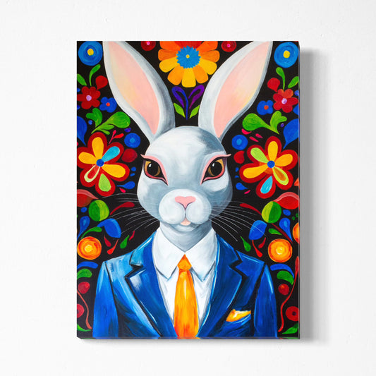 Archie the Rabbit Acrylic Painting, 18x24"