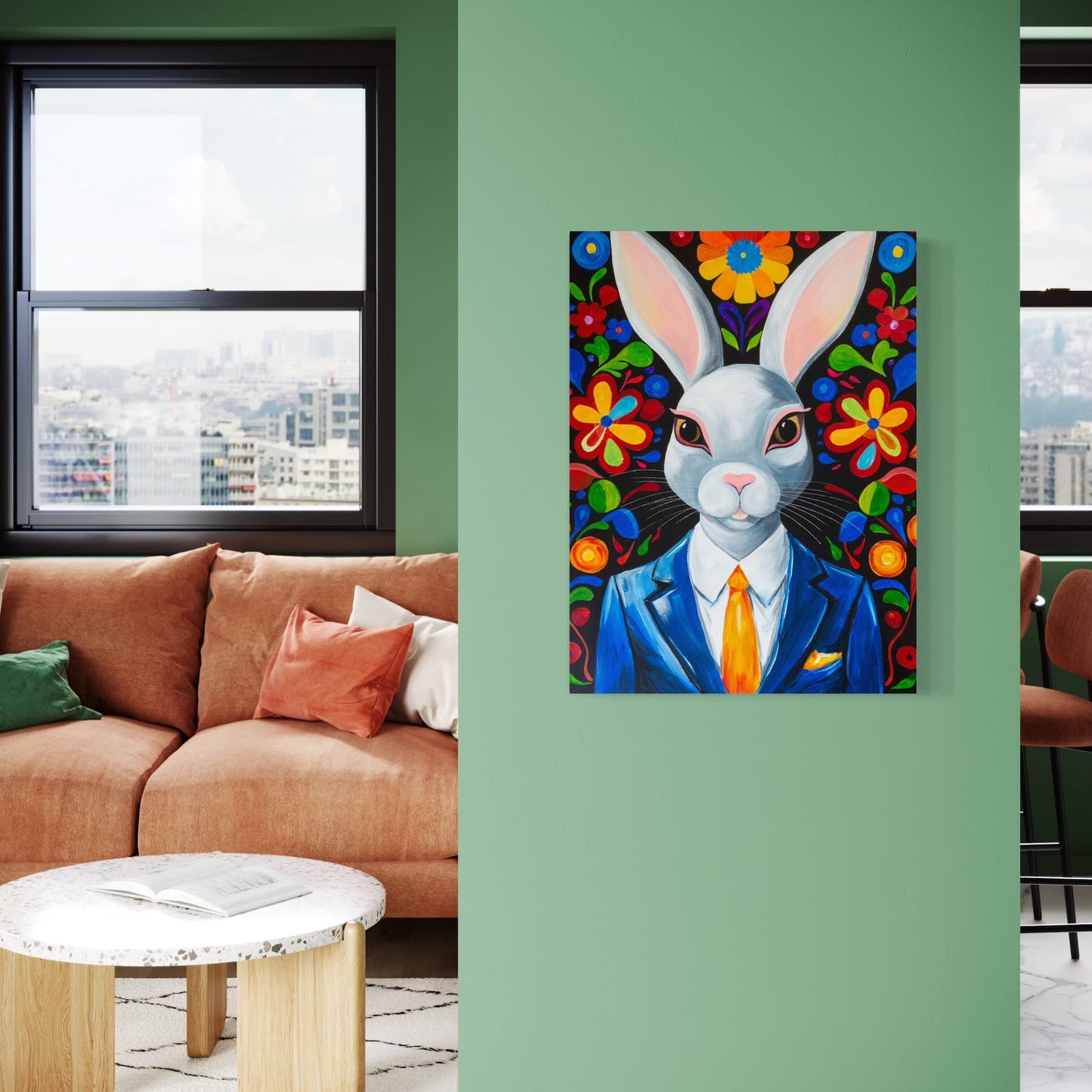 Archie the Rabbit Acrylic Painting, 18x24"