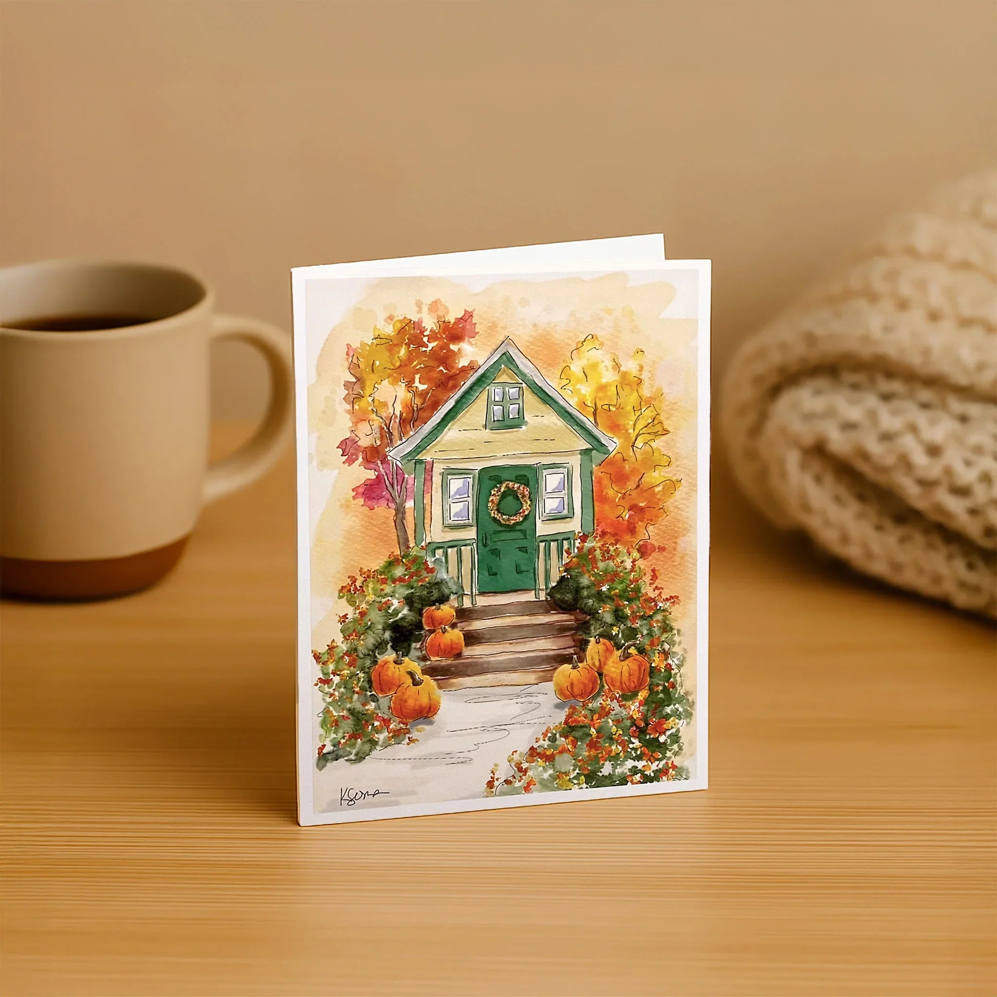 Autumn Leaves & Green Eaves Card