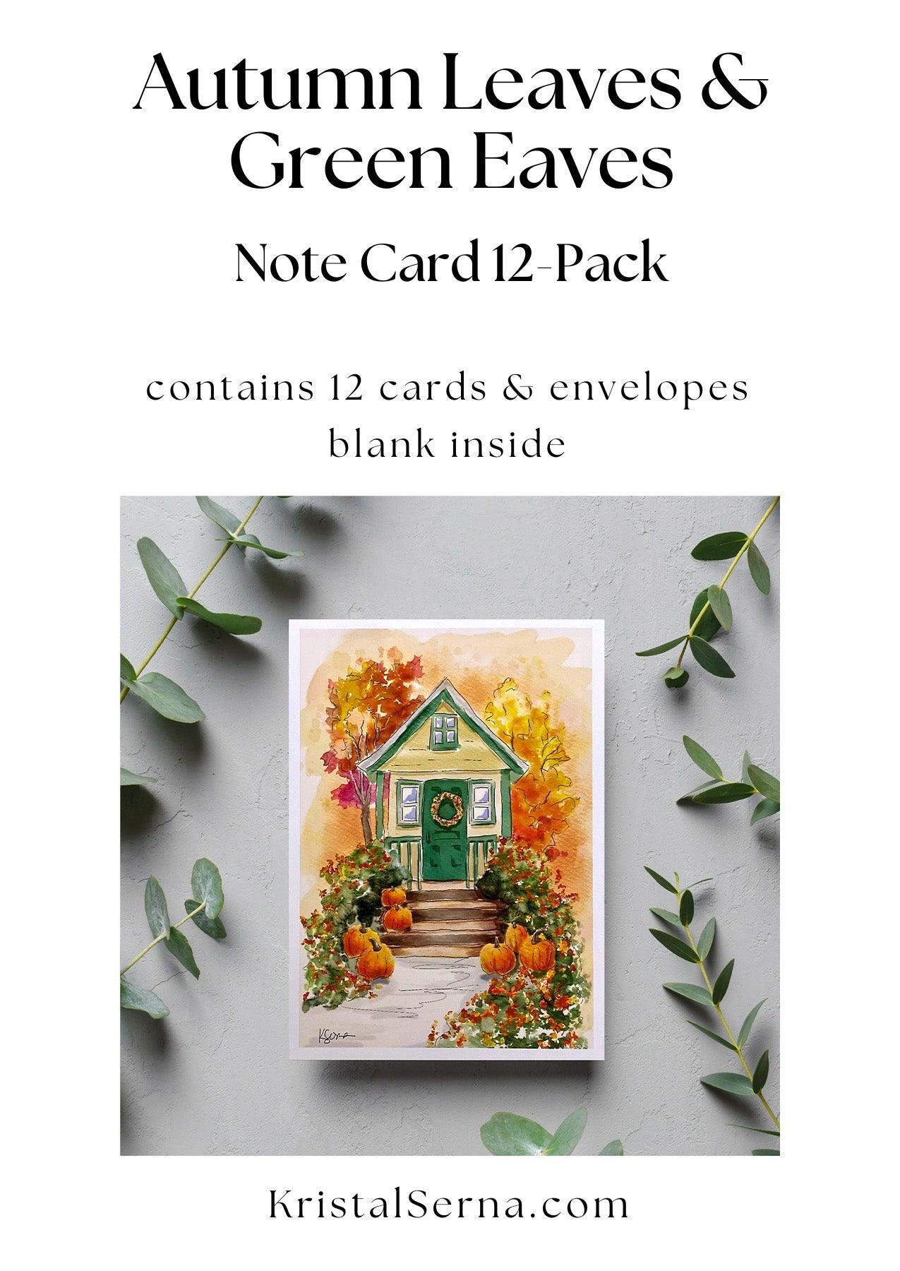 Autumn Leaves & Green Eaves Blank Card