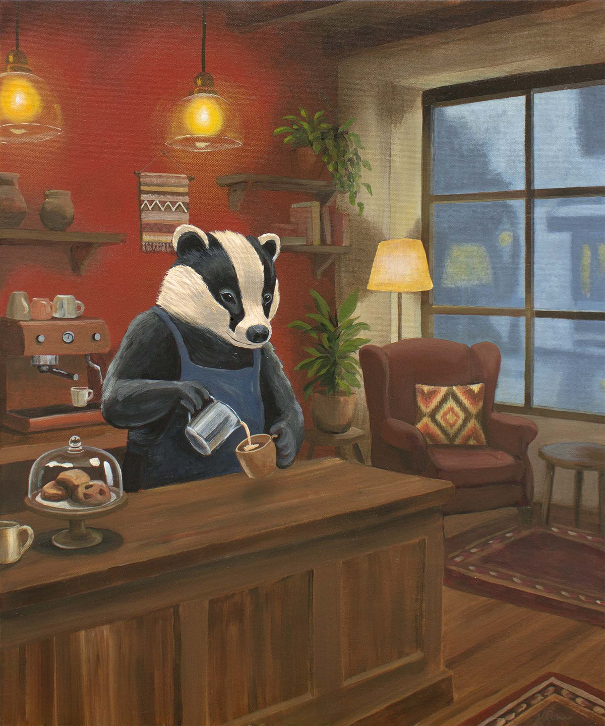 Badger Barista Art Print