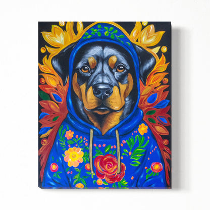 Buster the Rottweiler Acrylic Painting, 16x20"