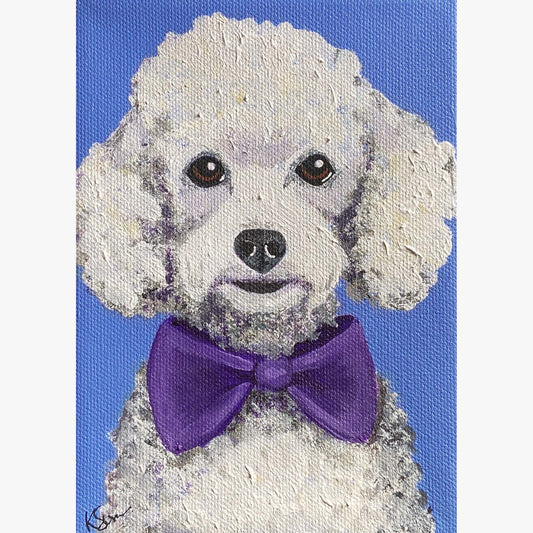 Coco the Poodle Puppy Acrylic Painting, 5x7"