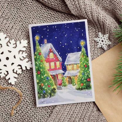 Colorful Christmas Glow Blank Card