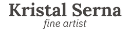 Text 'Kristal Serna fine artist' in a stylized font on a black background