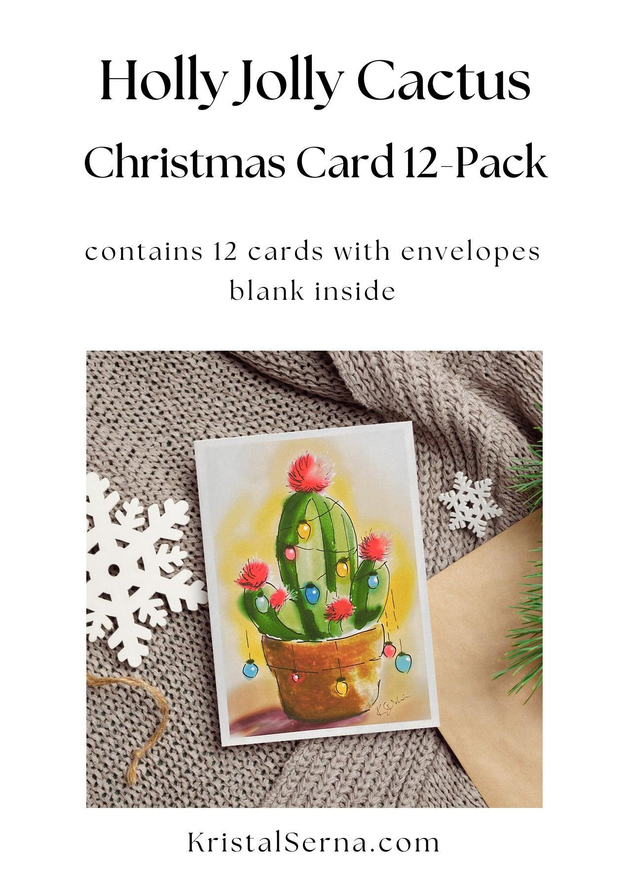 Holly Jolly Cactus Blank Christmas Card