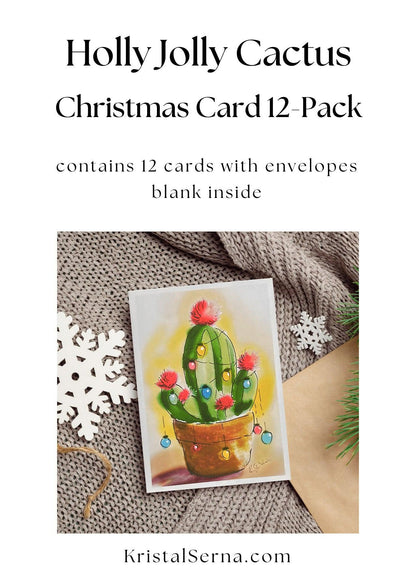 Holly Jolly Cactus Blank Christmas Card