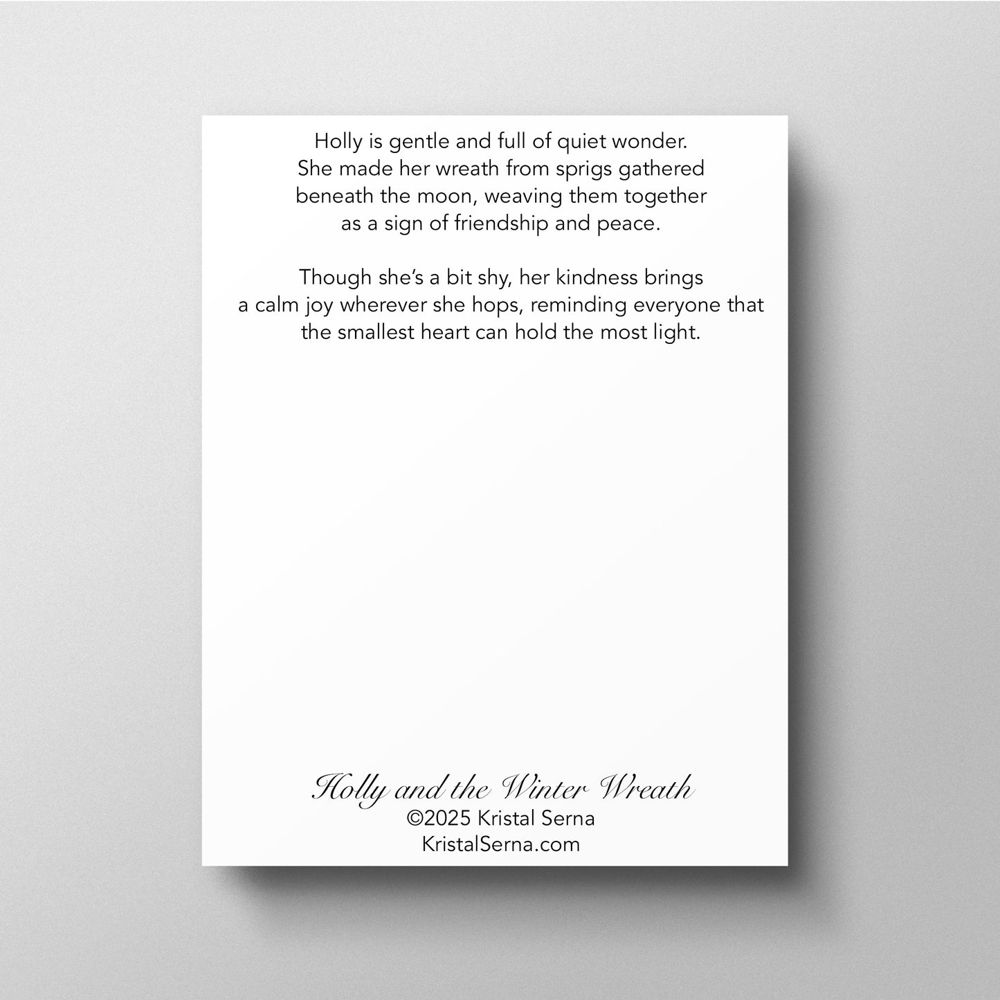 White card with text on a gray background