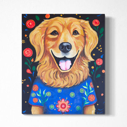 Kooper the Golden Retriever Acrylic Painting, 20x24"