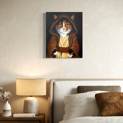 Meowster Kenobi Acrylic Painting, 16x20"