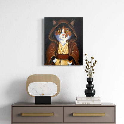 Meowster Kenobi Acrylic Painting, 16x20"
