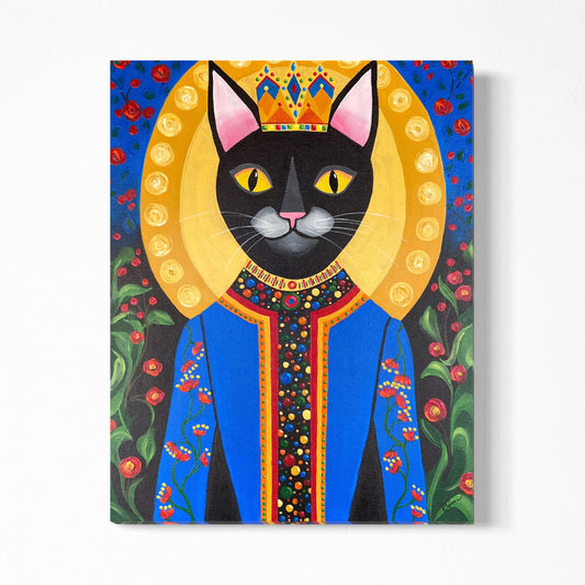 Obi the King Cat Acrylic Painting, 22x28"