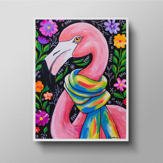 Penelope the Flamingo Blank Card