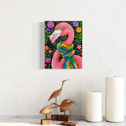 Penelope the Flamingo Acrylic Painting, 11x14"