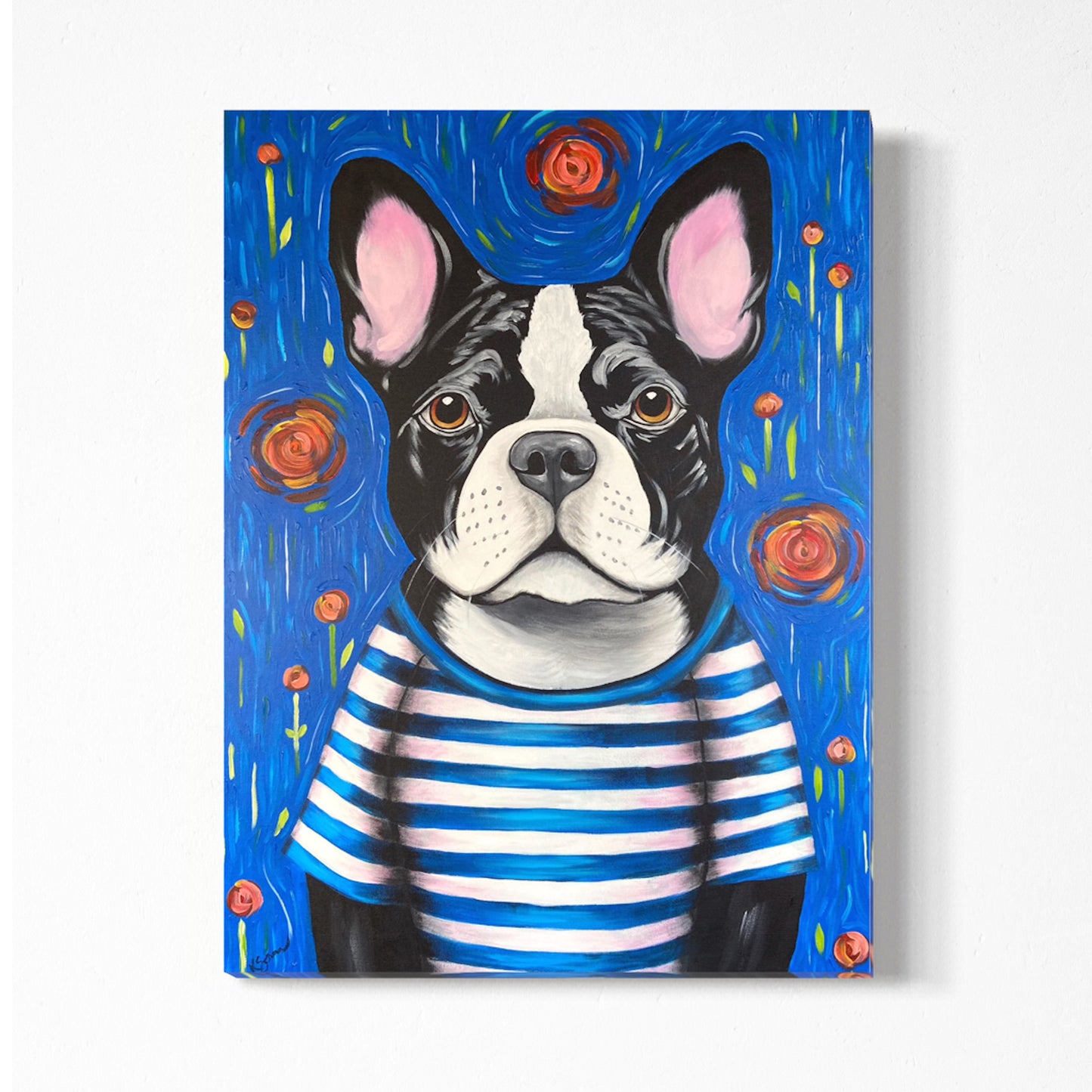 Pierre the French Bulldog Acrylic Painting, 30x40"