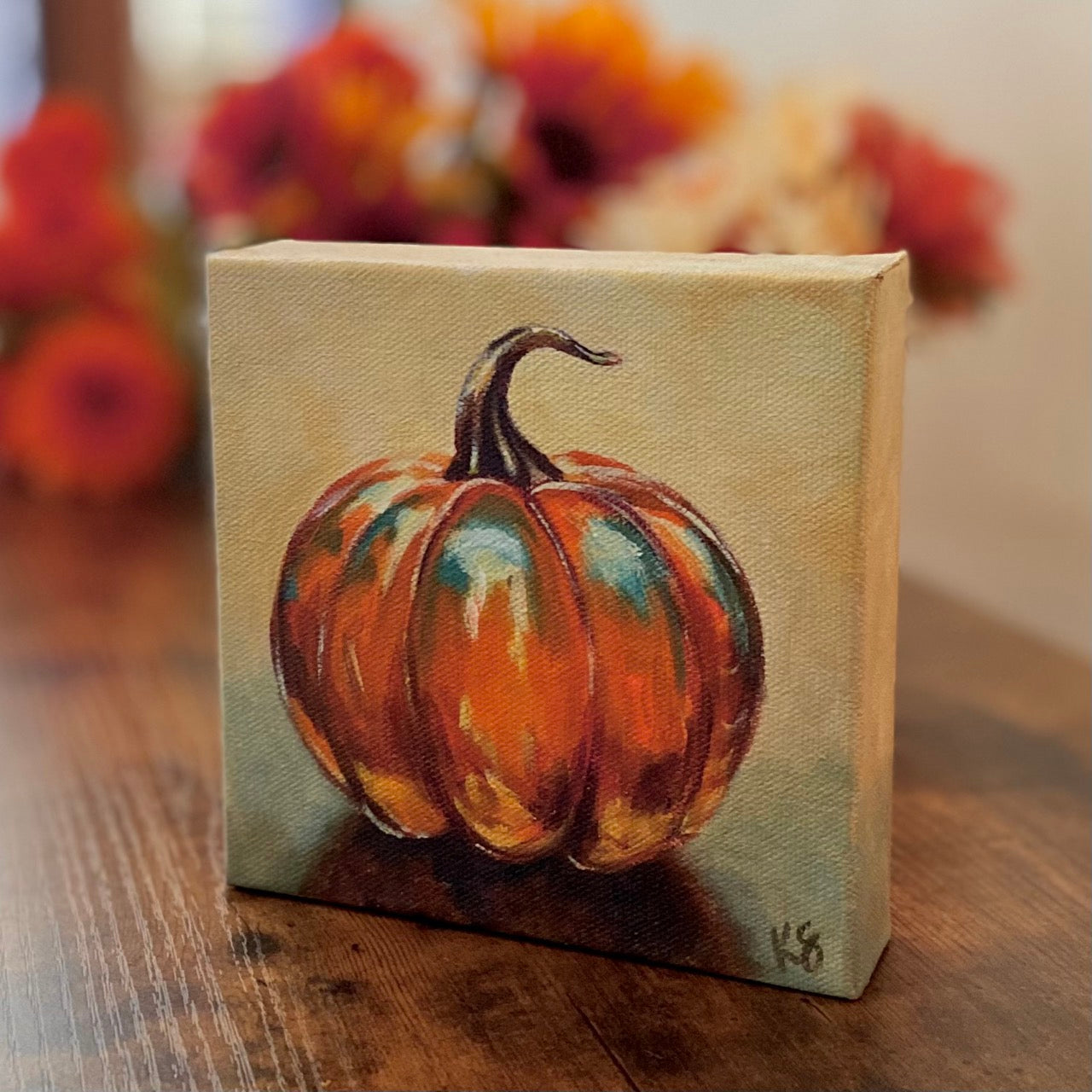 Pumpkin Perfection Acrylic Painting, 6x6"