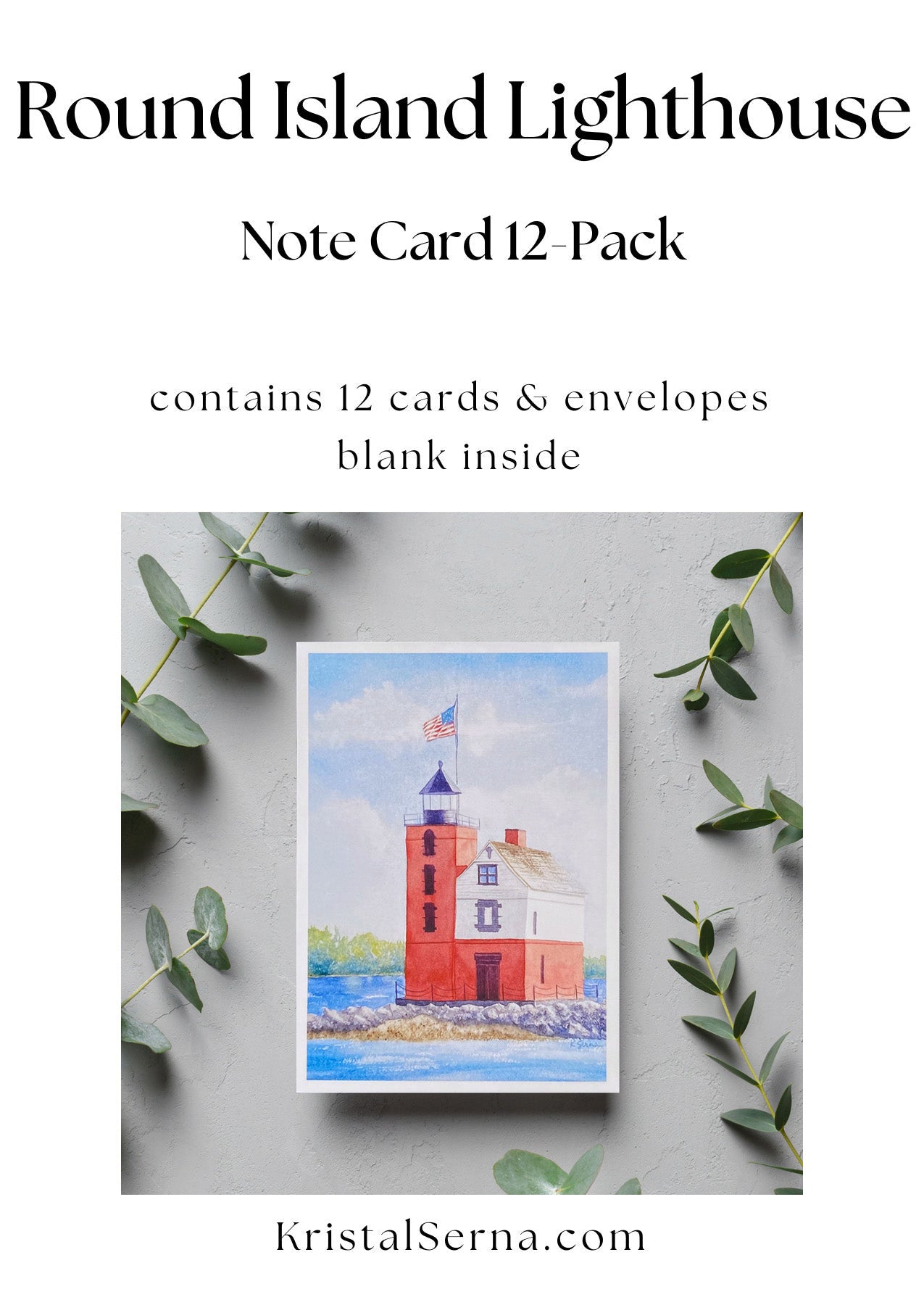 Round Island Lighthouse Blank Card