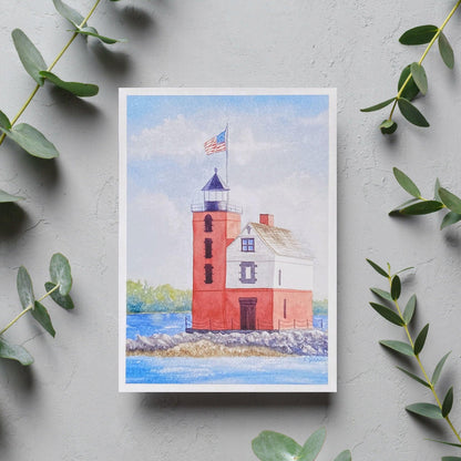 Round Island Lighthouse Blank Card