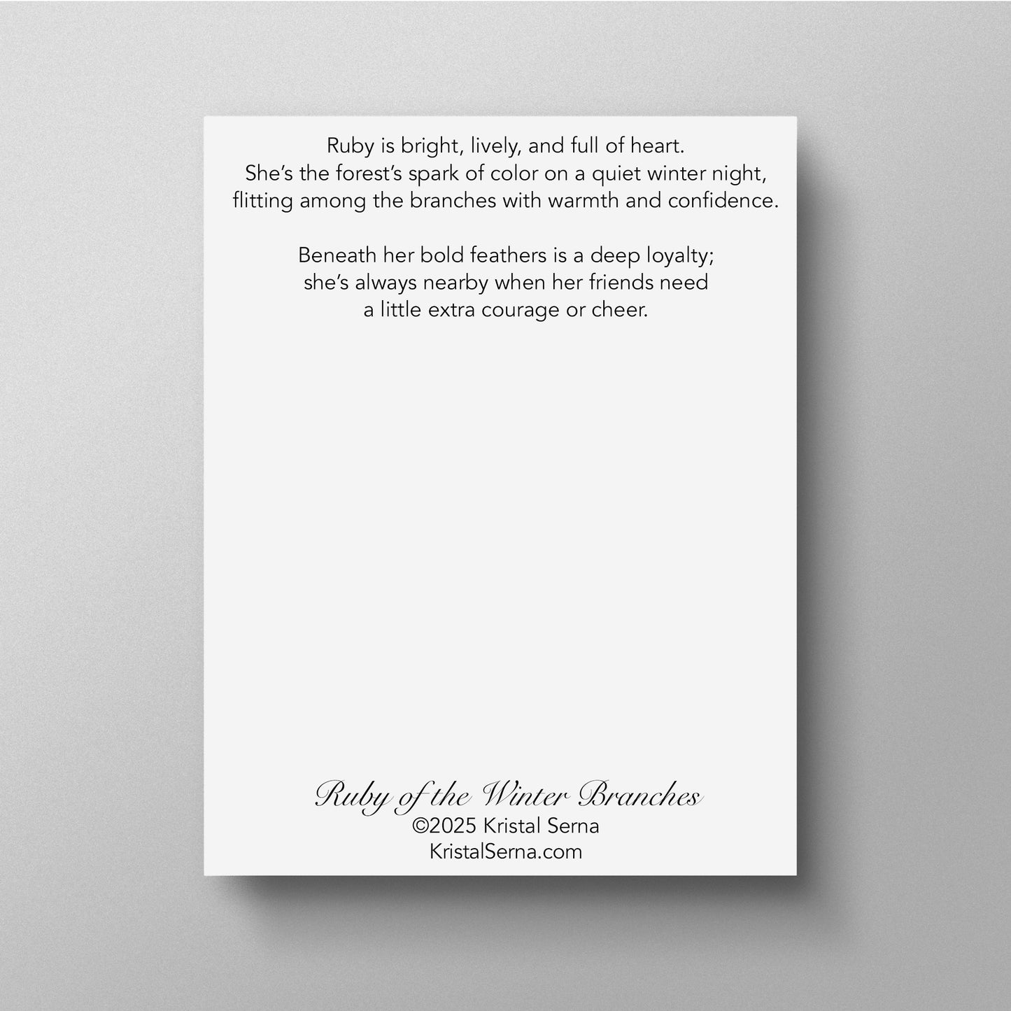 White card with text on a gray background