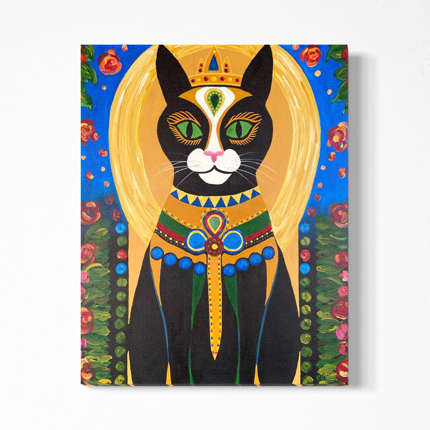 Shadow the Queen Cat Acrylic Painting, 22x28"