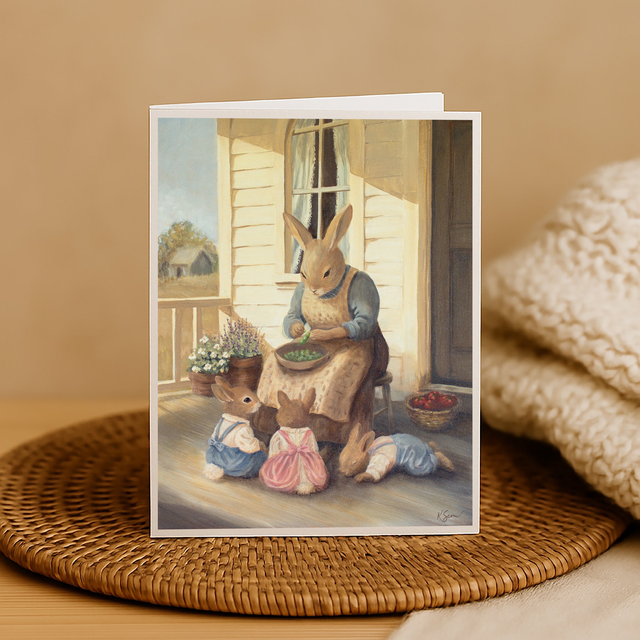 Shelling Peas Blank Card