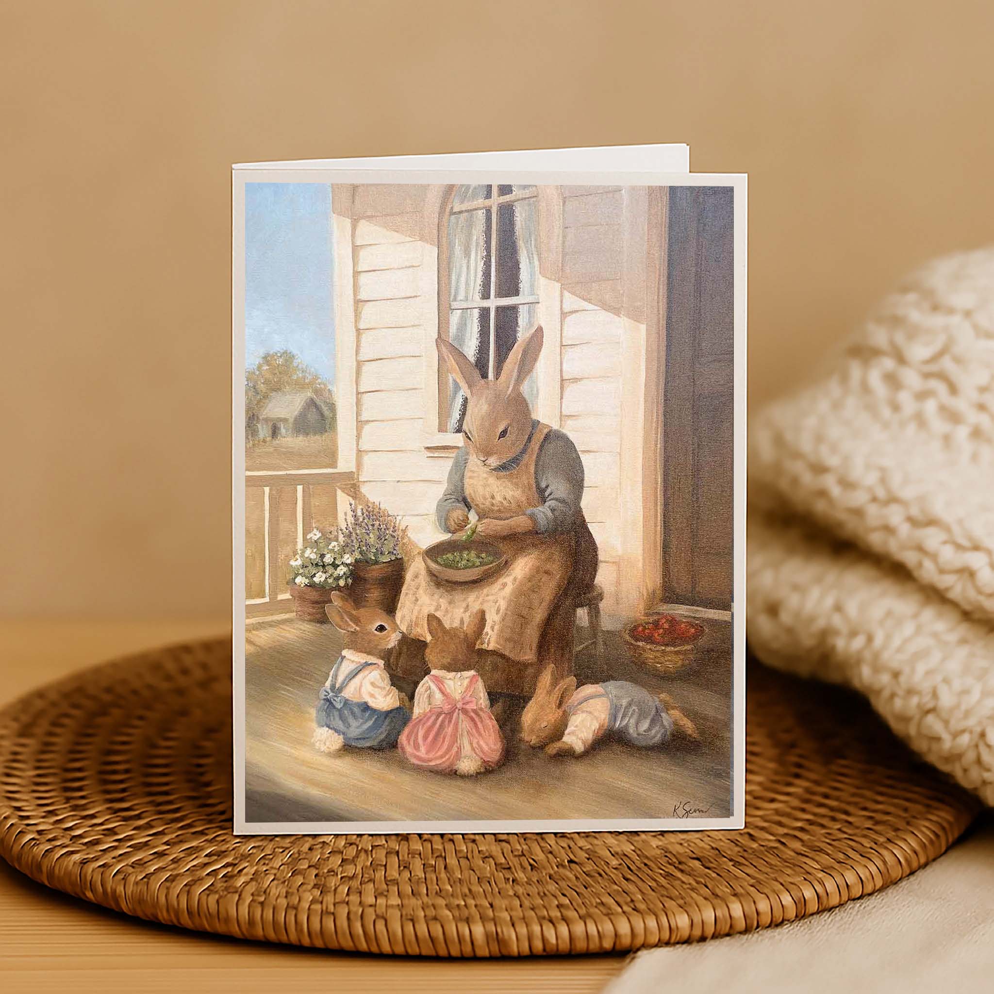 Shelling Peas Blank Card